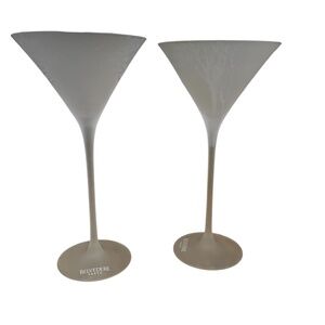 Vintage Belvedere Vodka Long Stem Frosted Tree Martini Glasses Set of 2 - 9"